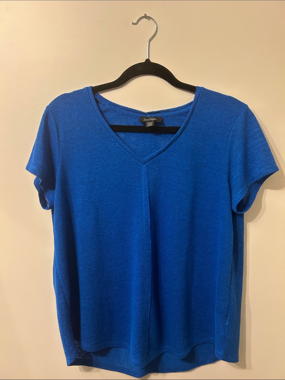 Lord & Taylor Royal Blue V-Neck Short Sleeve Top